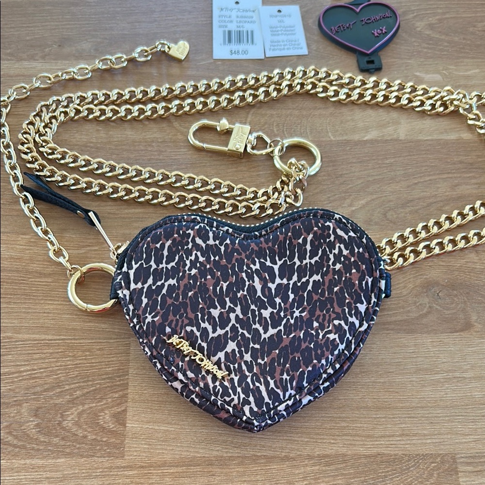 Betsey Johnson Brown and Gold Heart belt Bag